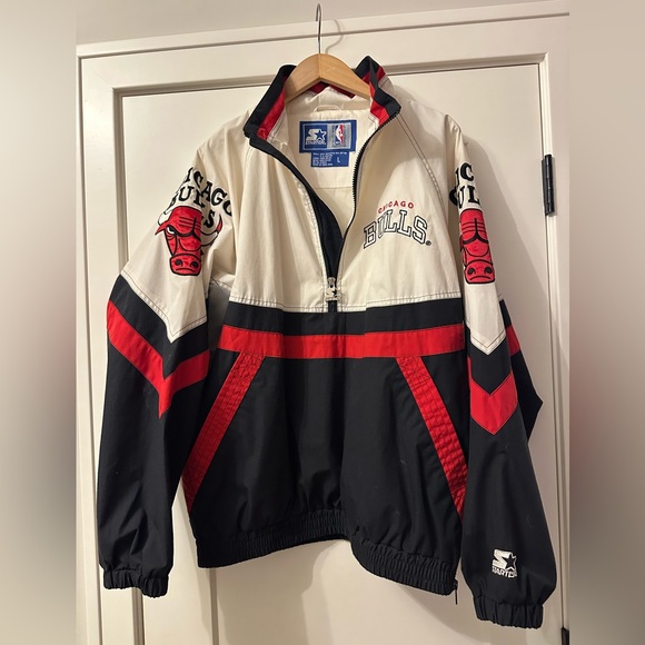 vintage 90s Chicago Bulls Starter half-zip pullover windbreaker jacket. - Picture 10 of 11